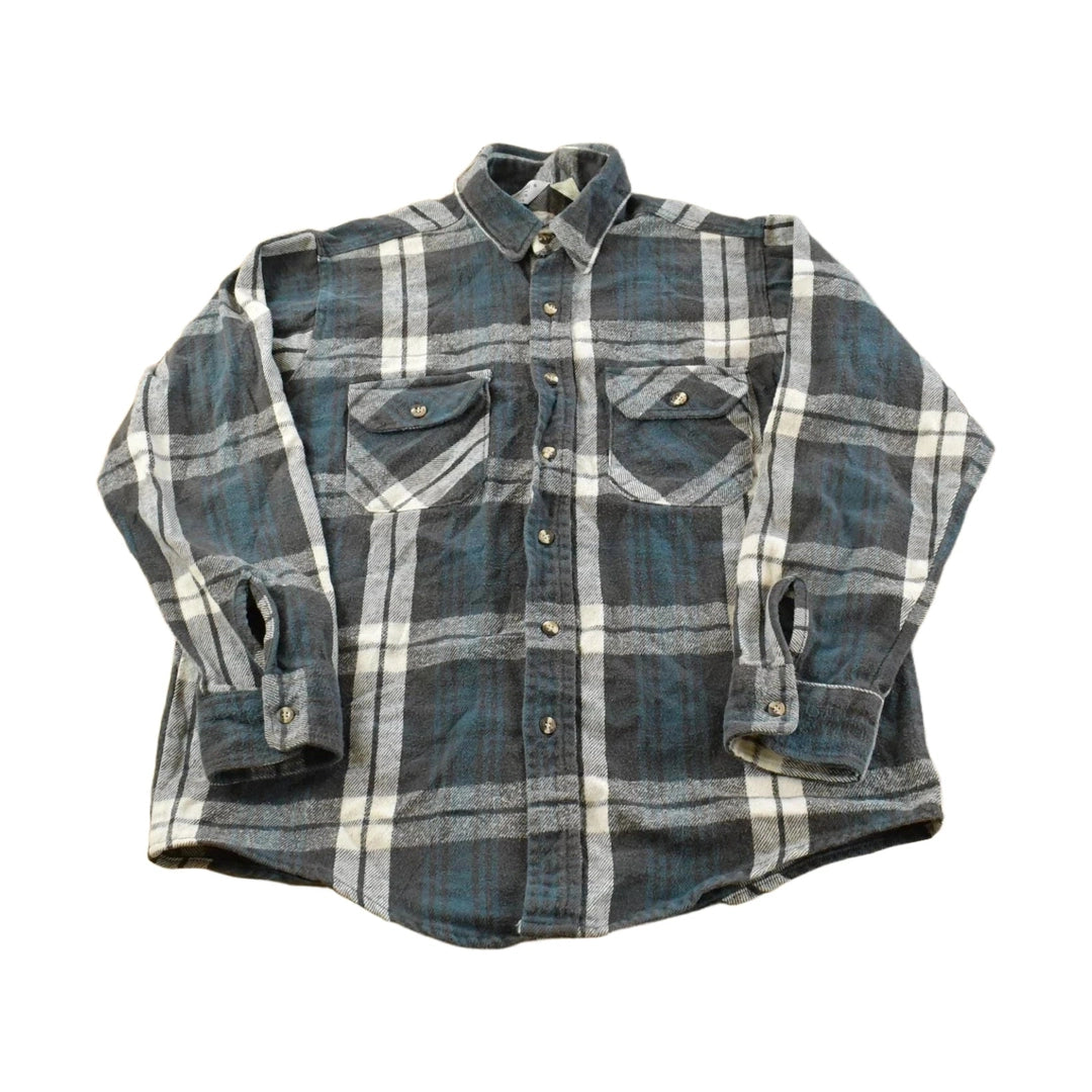 Vintage 1990s Frostproof Blue Plaid Flannel Button Up Shirt Men's L