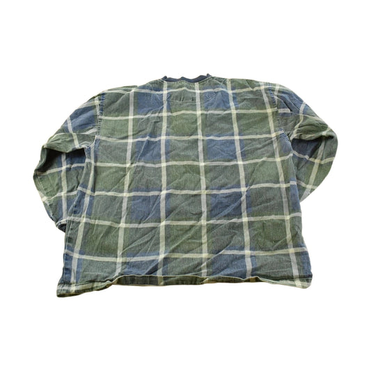 Vintage 1990s Blazer Plaid Henley Long Sleeve Shirt Men's Size M
