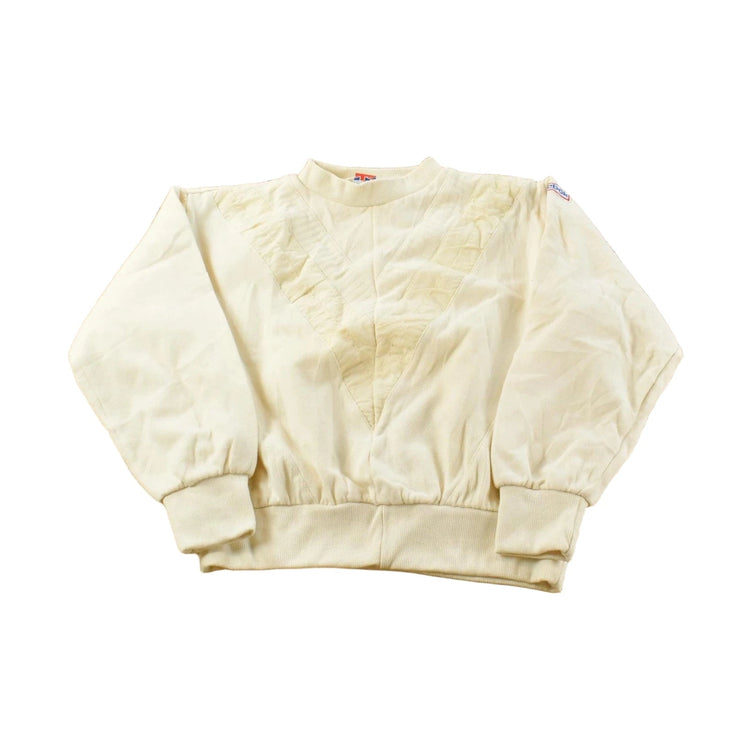 Vintage 1990s Beige Embroidered Reebok Shoulder Mini Logo Crewneck Sweatshirt Men's S