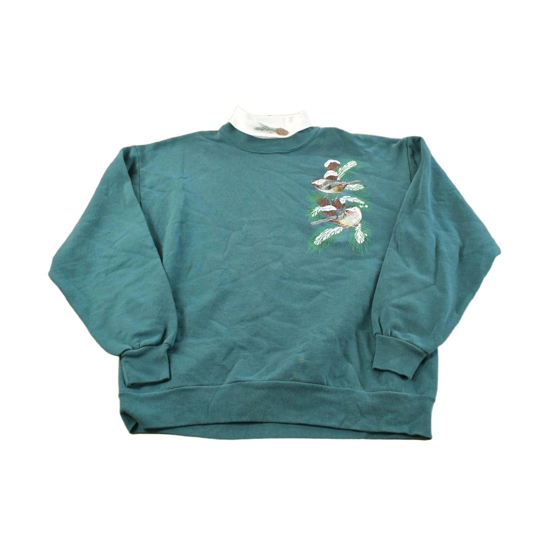 Vintage 1990s Jerzees Snow Birds Turtleneck Crewneck Sweater Men's M