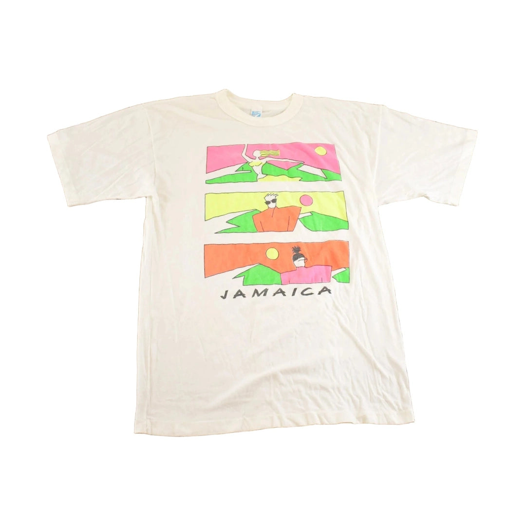 Vintage 1980's Jamaica Neon Souvenir Travel T-Shirt Mens M