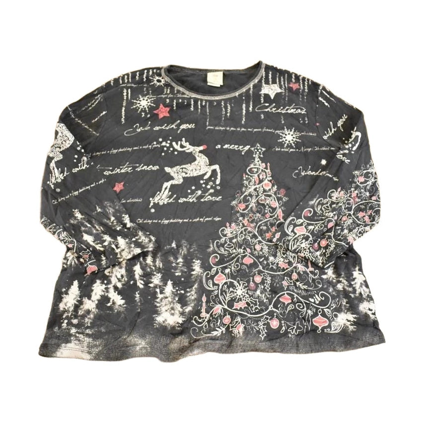 Vintage 1990's Christmas Jess And Jane AOP Souvenir Long Sleeve Shirt Womens L