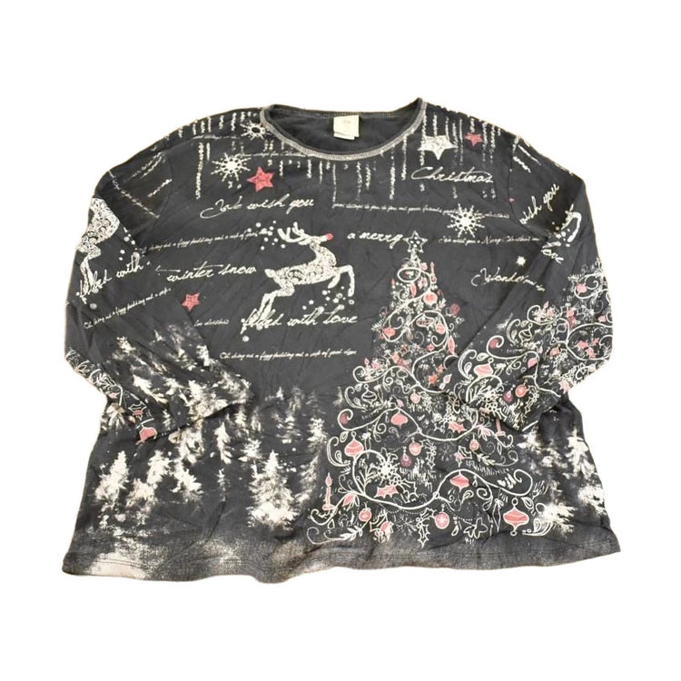 Vintage 1990's Christmas Jess And Jane AOP Souvenir Long Sleeve Shirt Womens L
