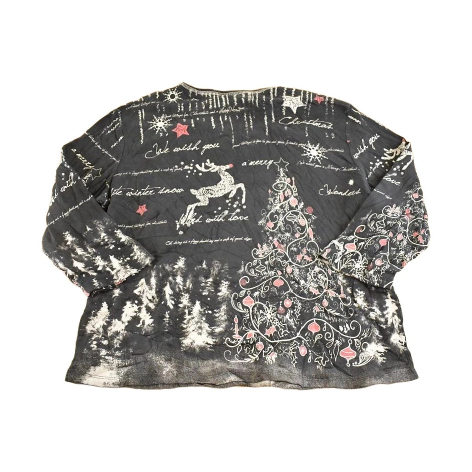 Vintage 1990's Christmas Jess And Jane AOP Souvenir Long Sleeve Shirt Womens L