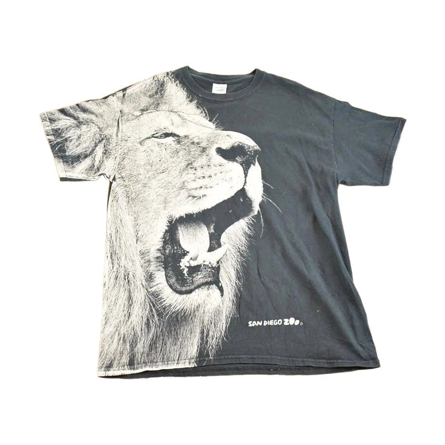 Vintage 1990's San Diego Zoo Overprint Lion Souvenir Travel T-Shirt Mens M