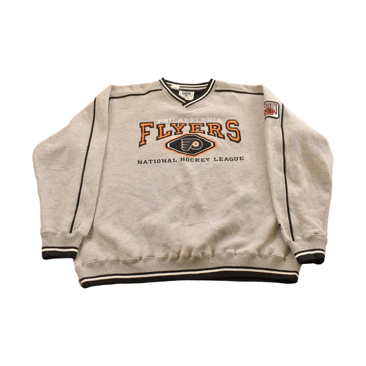 Vintage 1990s Philadelphia Flyers Lee Sport NHL Hockey V Neck Sweatshirt Men's L