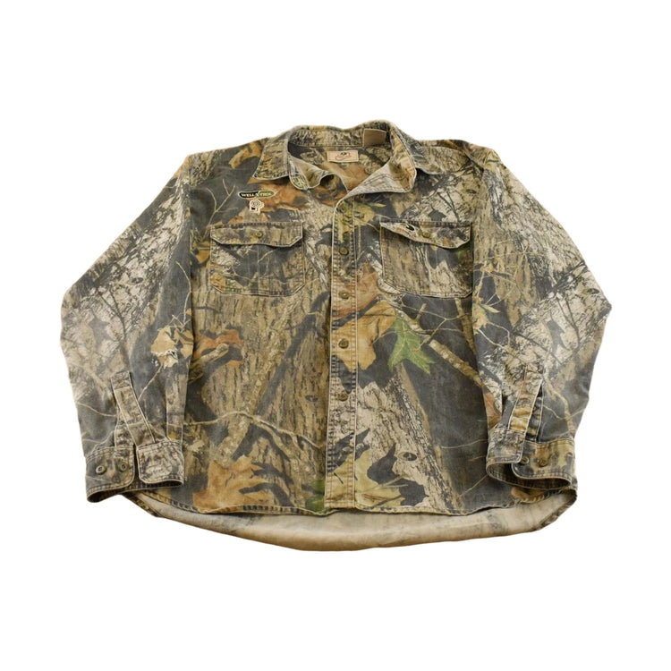 Vintage 1990s Mossy Oak Apparel Tree Camo Cloth Button Up Shirt Men's L