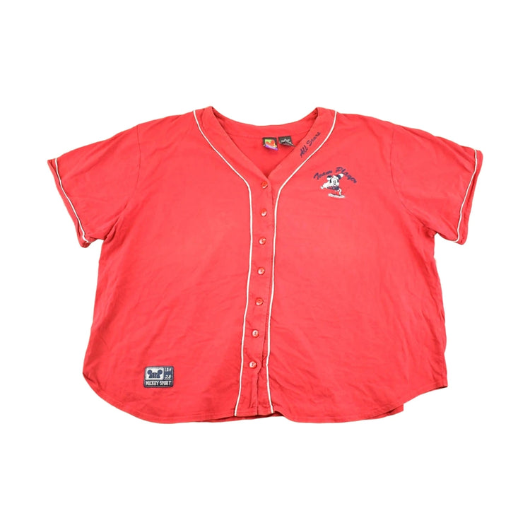 Vintage 1990s Mickey Mouse Team Player Button Up Baseball Jersey Men's XXL