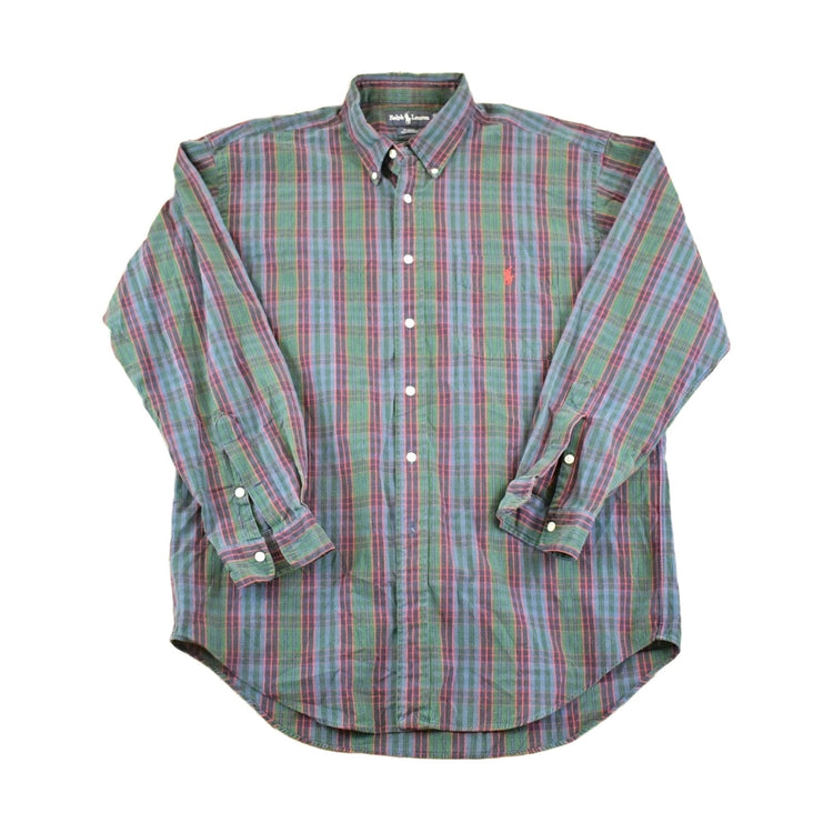 Vintage 1990s Polo By Ralph Lauren Blaire Plaid Button Up Shirt Men's XL