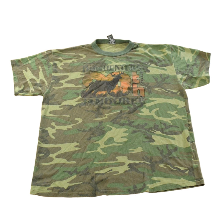 Vintage 1990s 1996 Bowhunters Jamboree Camo Graphic T-Shirt Men's L