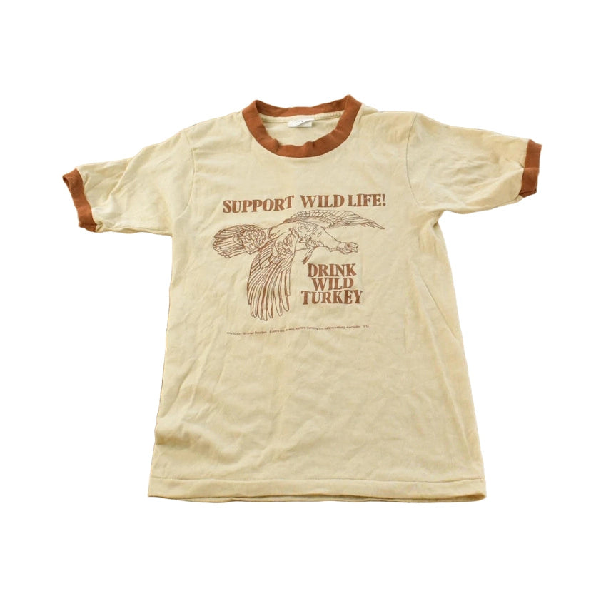 Vintage 1976 Wild Turkey Bourbon Ringer T-Shirt Men's XS