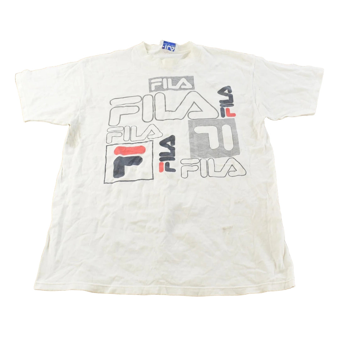 Vintage 1990s Fila Logo Graphic T-Shirt Men's L