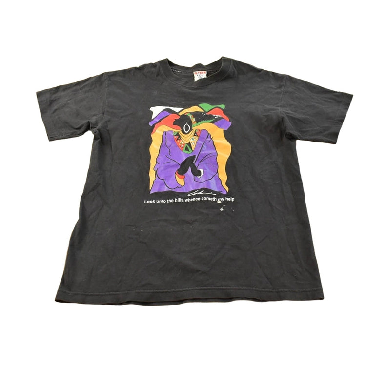 Vintage 1990s Q-Tees African Women Poem Art Print T-Shirt Men's L