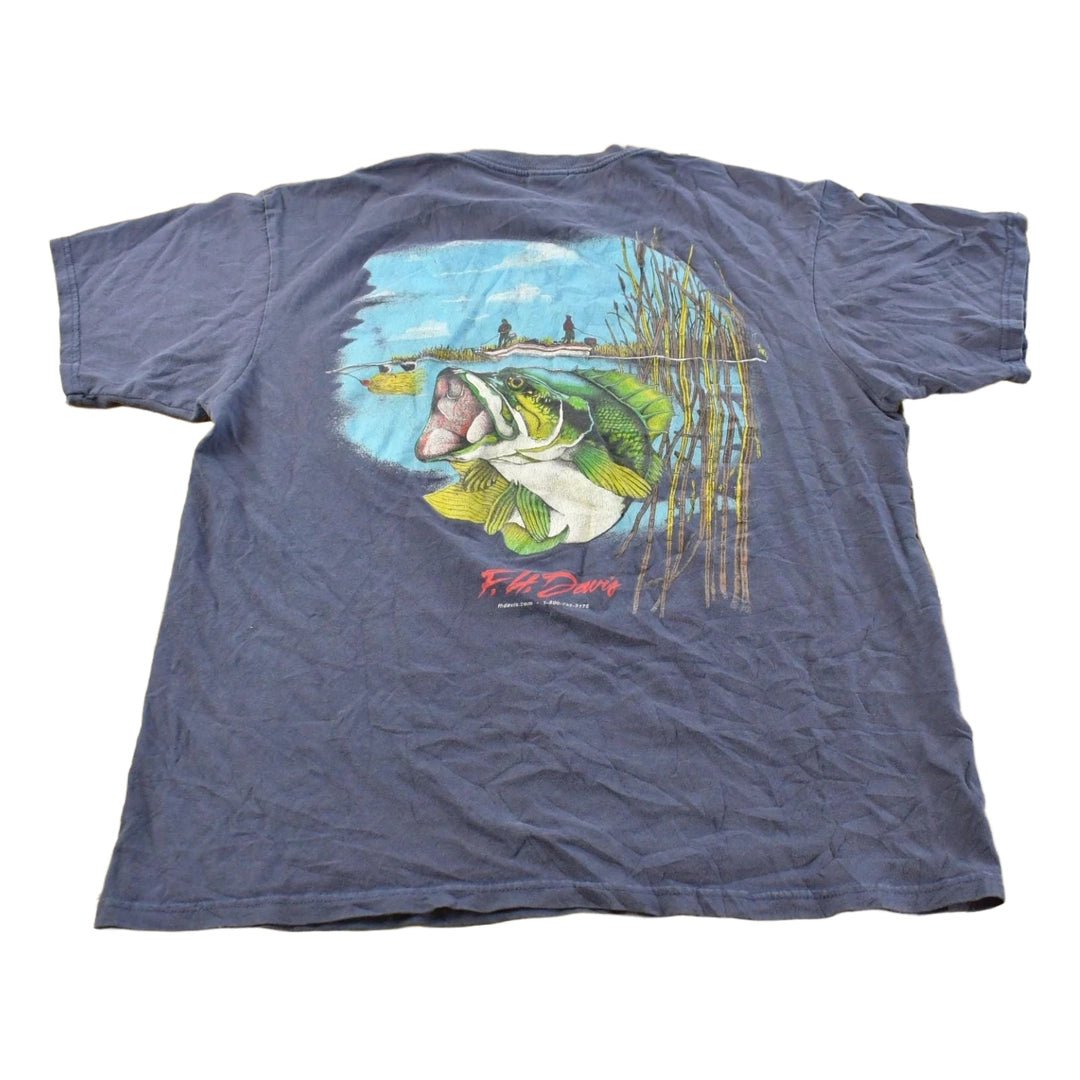 Vintage 2000s FH Davis Bass Sport Fishing Graphic Pocket T- Shirt Mens L