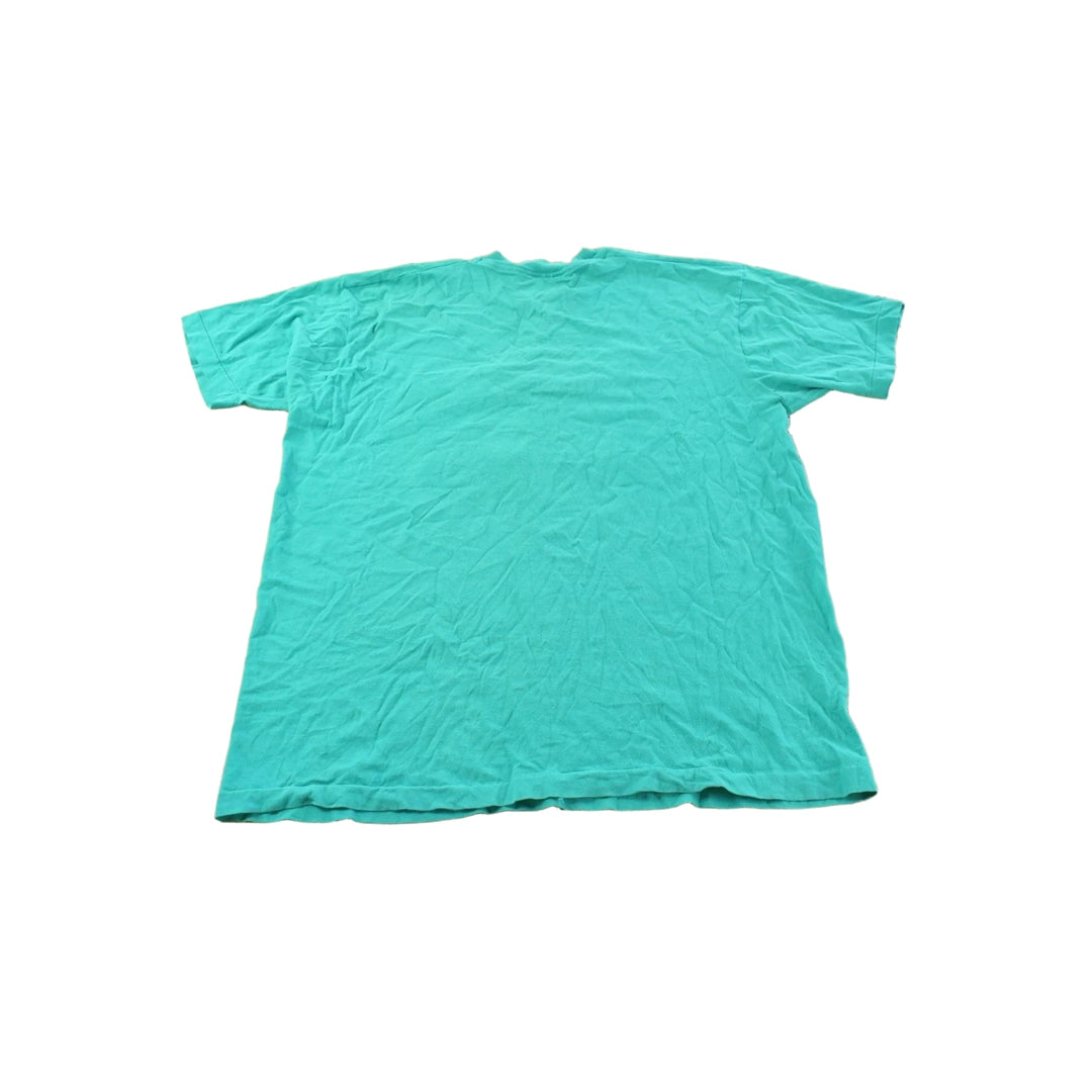 Vintage 1990s Fruit of the Loom Blank Teal Pocket T-Shirt Men's L