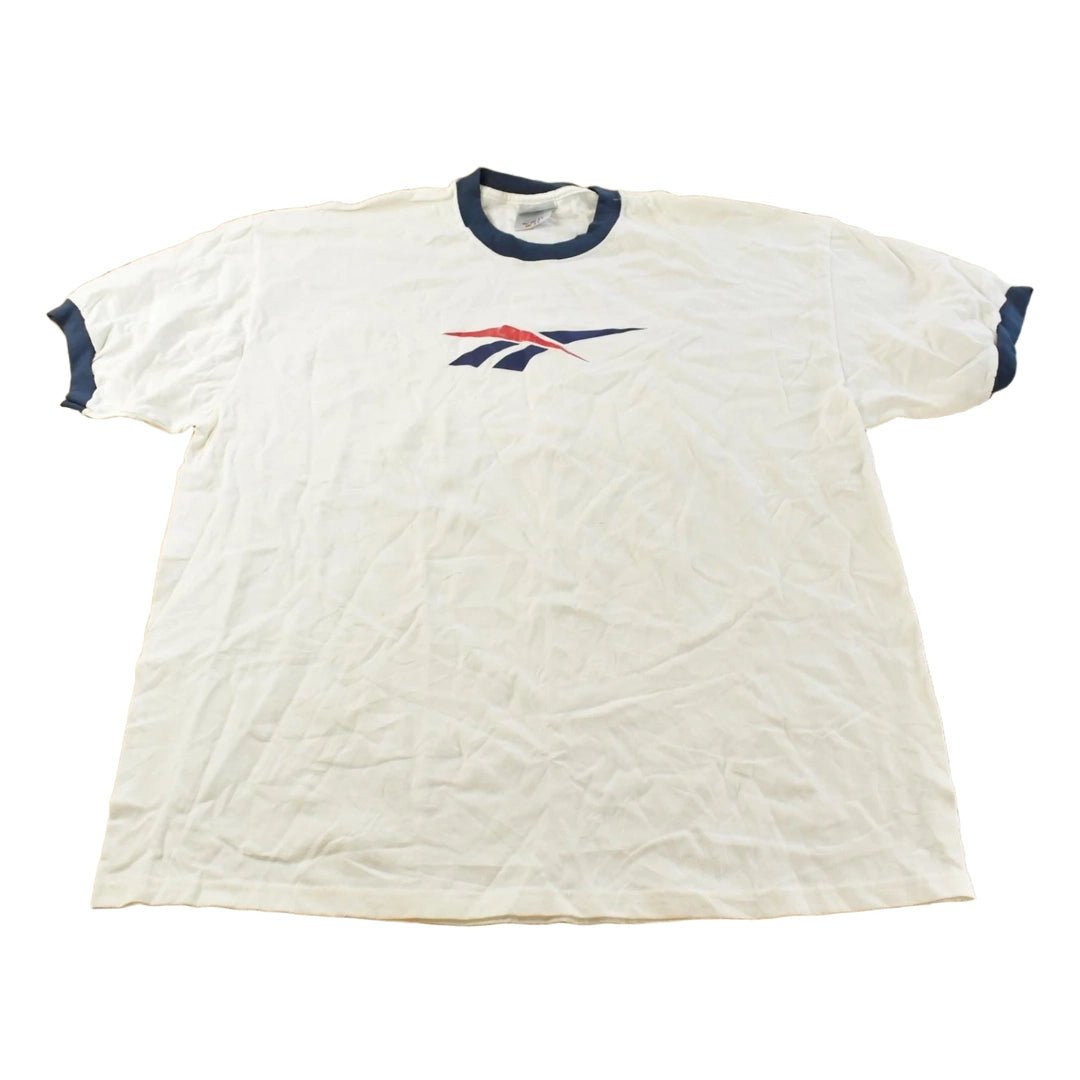 Vintage 1990s Reebok Logo Ringer Graphic T Shirt Mens XL