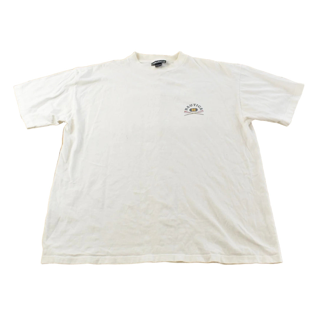 Vintage 1990s Nautica Rowing Oars Graphic T Shirt Men's L
