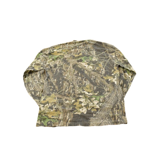 Vintage 1990s Mossy Oak Breakup Camo Collared Long Sleeve T-Shirt Men's L