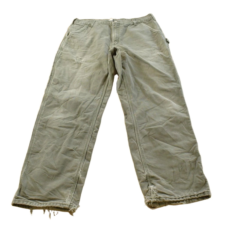 Vintage 2000s Carhartt Flannel Lined Green Work Jeans Men's 36 x 31