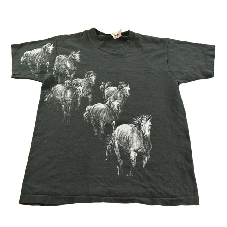 Vintage 1990s Stallion Horses Graphic T-Shirt Men's M