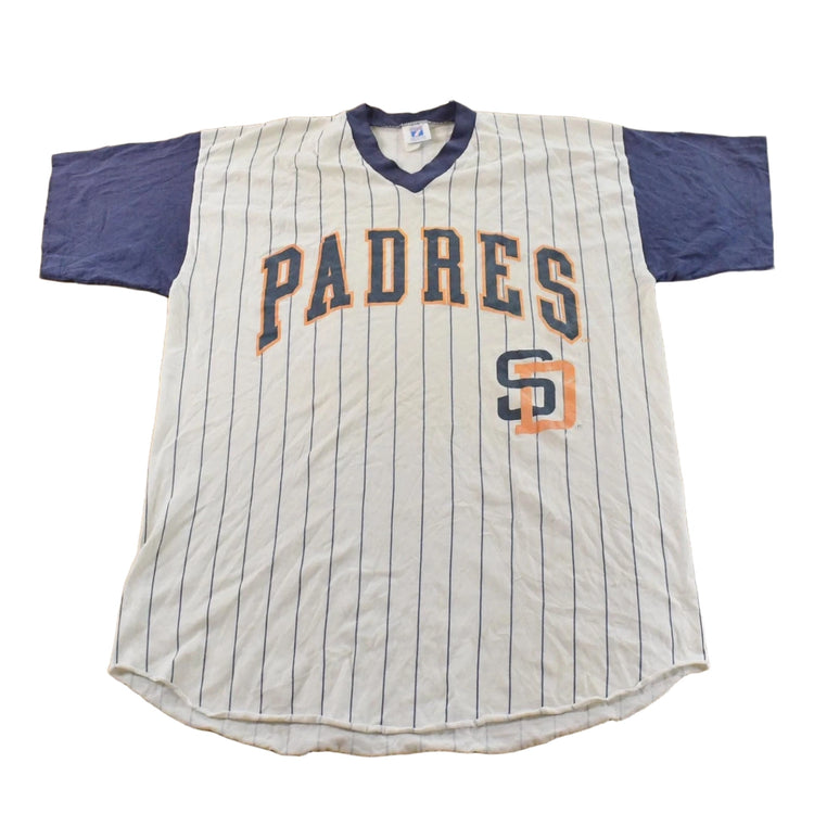 Vintage 1980s San Diego Padres MLB V Neck Jersey T-Shirt Men's L