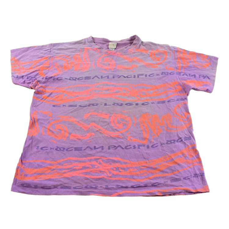 Vintage 1990s Ocean Pacific All Over Print Surf Graphic T Shirt Men's XL
