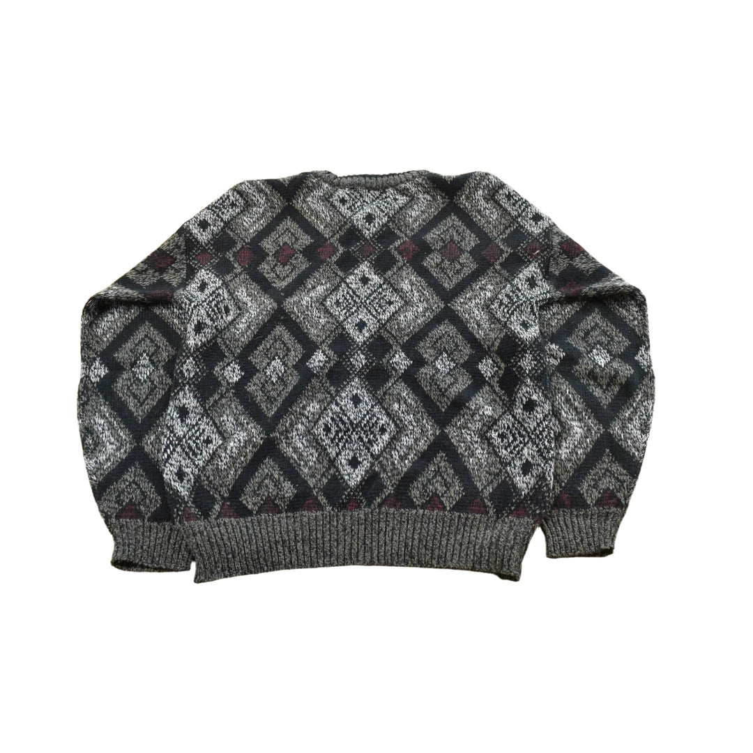 Vintage 1990s Expressions Knit Abstract Pattern Crewneck Sweater Men's M