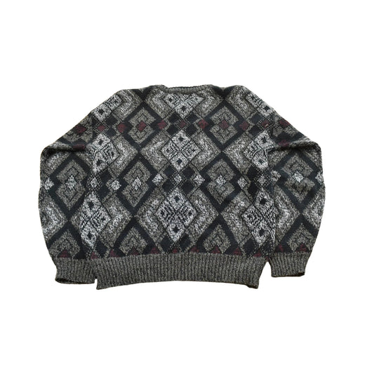 Vintage 1990s Expressions Knit Abstract Pattern Crewneck Sweater Men's M