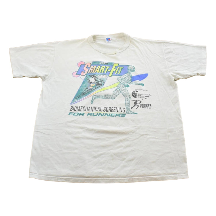 Vintage 1990's Smart Fit Biomechanical Screening Run Souvenir Travel T-Shirt Mens XL