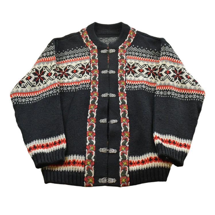 Vintage 1970s A.S Evebofos Nordic Wool Knit Clasped Cardigan Sweater Men's XL