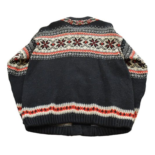 Vintage 1970s A.S Evebofos Nordic Wool Knit Clasped Cardigan Sweater Men's XL