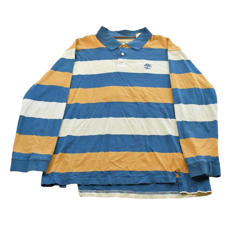 Vintage Y2K Timberland Striped Longsleeve Polo Shirt Men's L