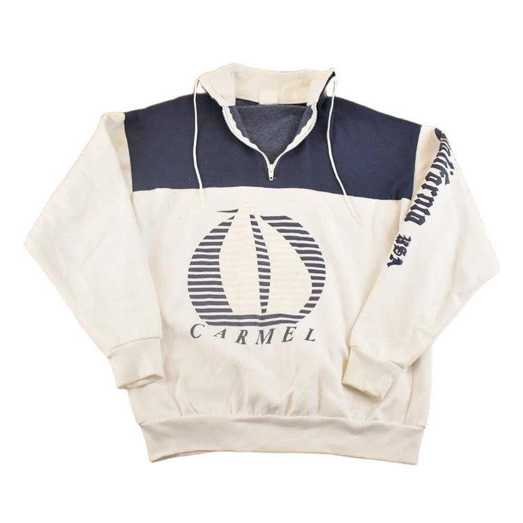 Vintage 1980s Carmel California Sailing Quarter Zip Quarter Zip Sweatshirt Mens M