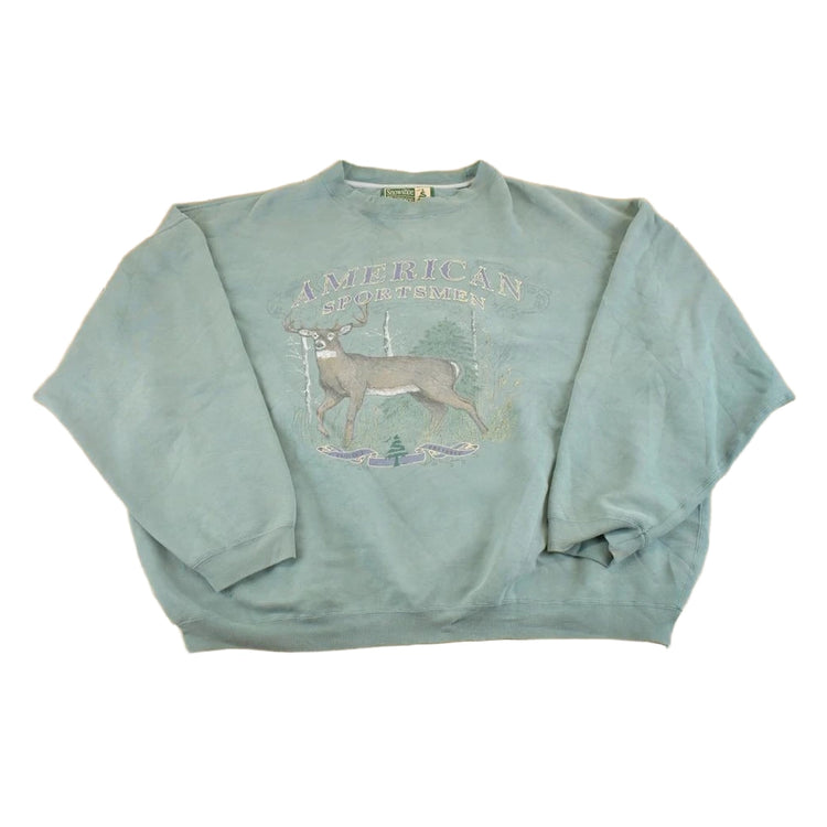Vintage 1990s America Sportsman Big Buck Deer Souvenir Outdoorsman Crewneck Sweatshirt Mens XXXL