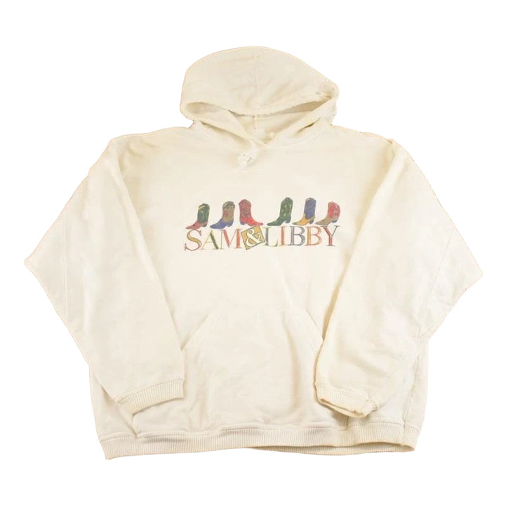Vintage 1990s Sam And Libby Cowboy Boots Hoodie Sweatshirt Womens L