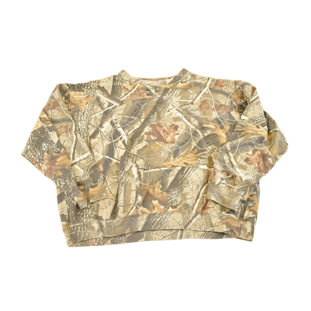 Vintage 1990s Real tree Camo Souvenir AOP Outdoorsman Crewneck Sweatshirt Mens XL