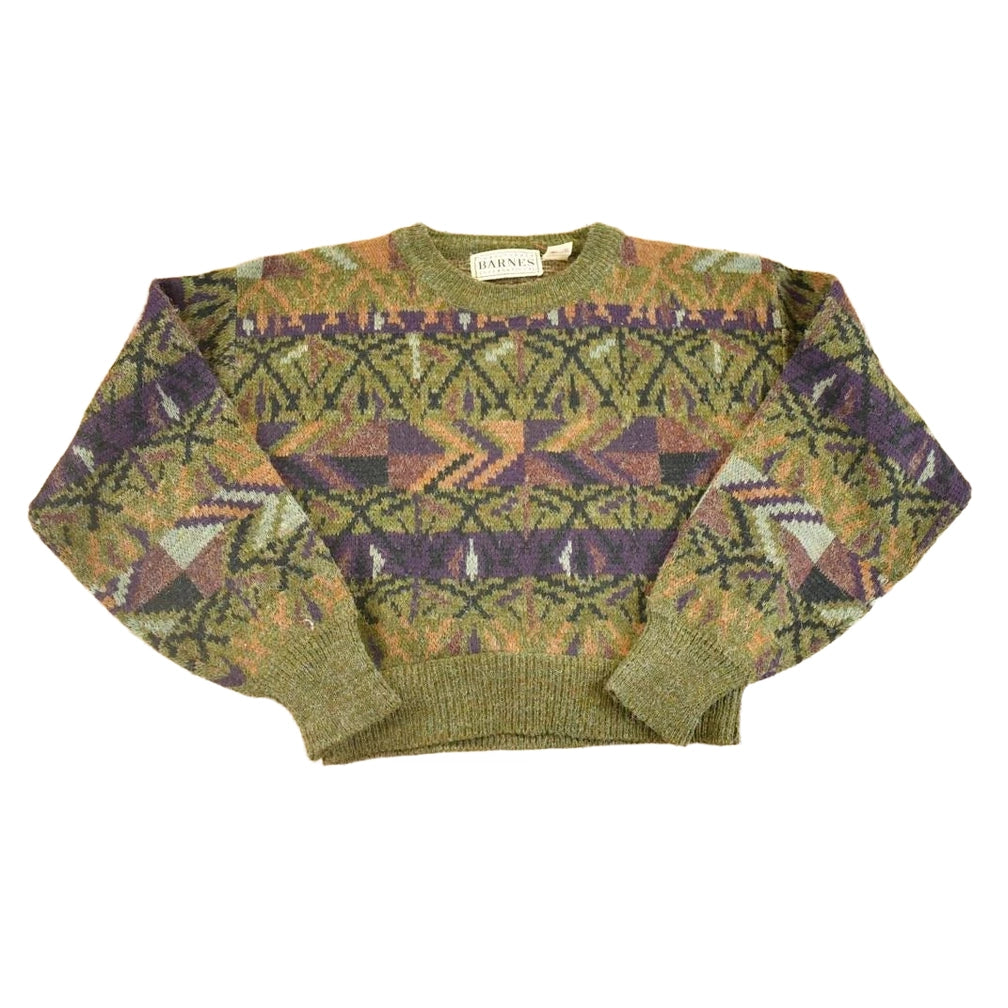 Vintage 1990s Christopher Barnes International Knit Crewneck Sweater Women's L Cropped