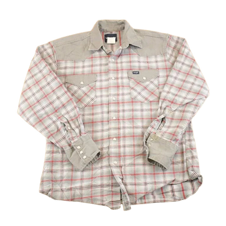 Vintage 1990s Wrangler Western Plaid Button Up Shirt Men's M