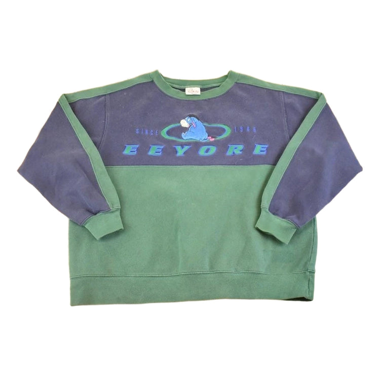 Vintage 1990s Winnie The Pooh Eeyore Color Block Disney Sweatshirt Men's L