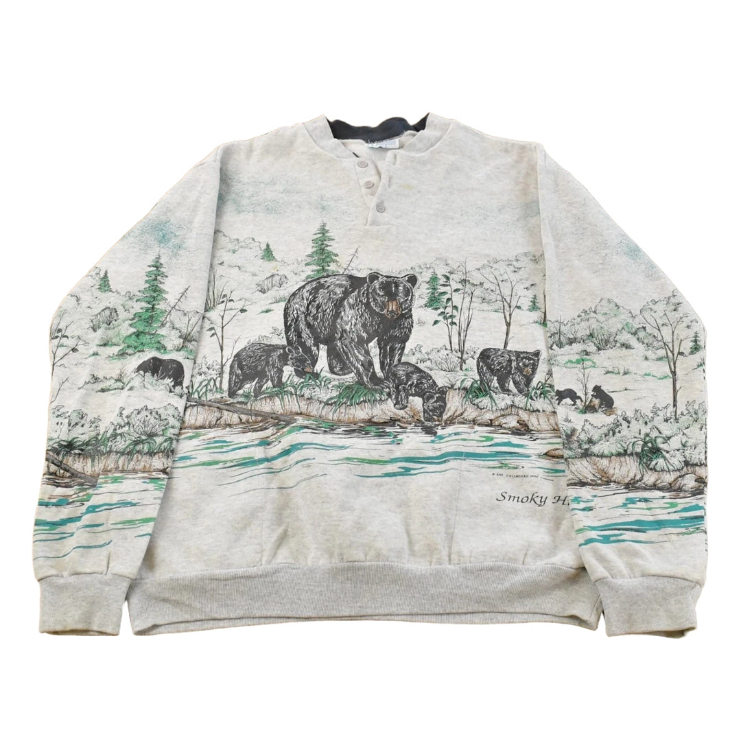 Vintage 1990s Bears Smoky Hills Henley Sweatshirt Men's L