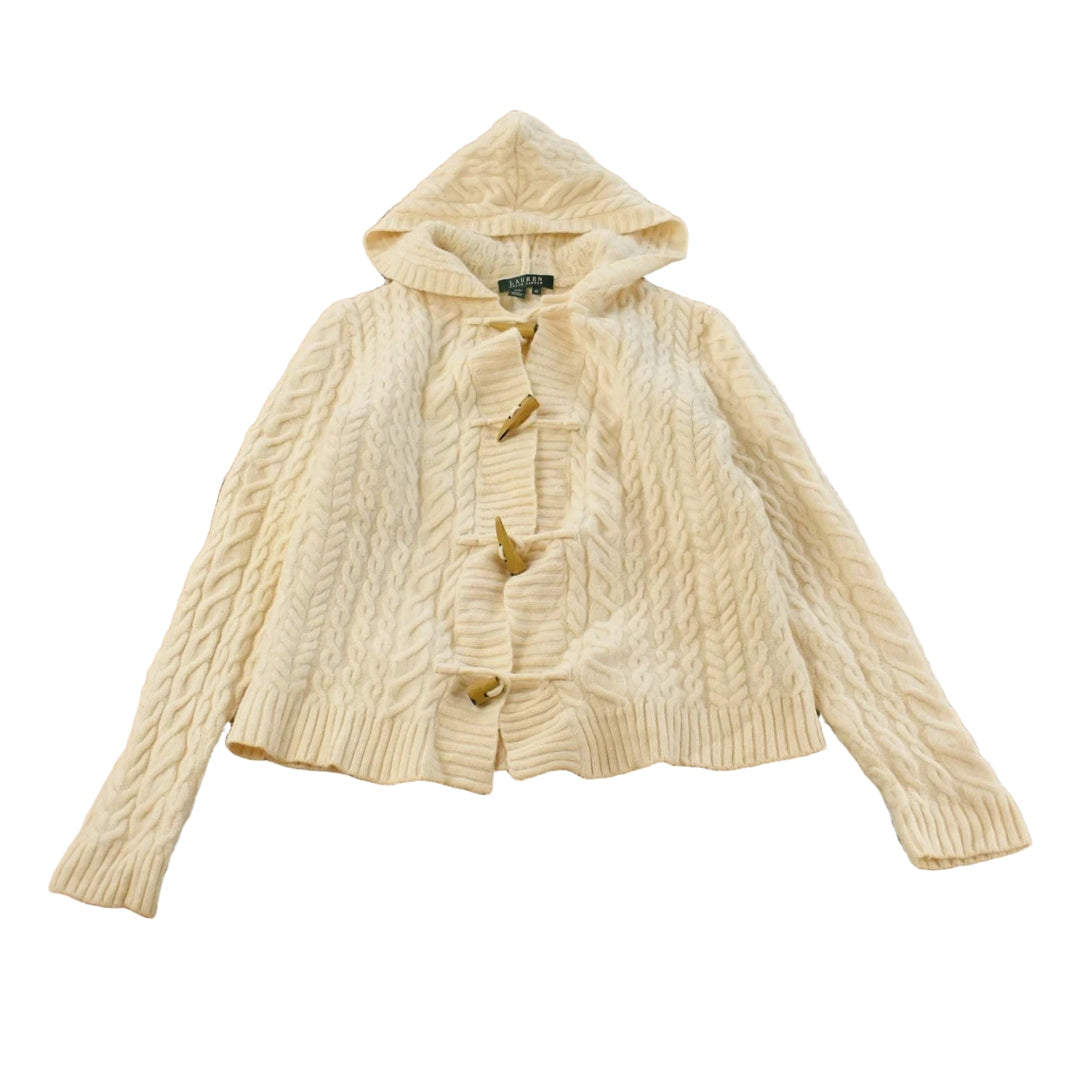 Vintage 1990s Lauren Ralph Lauren Wool Knit Fish Hook Cardigan Sweater Women's S