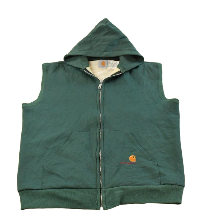 Vintage 1980s Carhartt Thermal Lined Full Zip Hoodie Sweatshirt Vest Men's XL