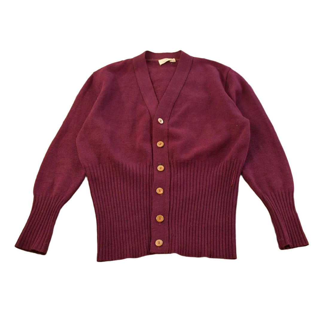 Vintage 1970s Wallachs Wool Knit Cardigan Sweater Men's Large