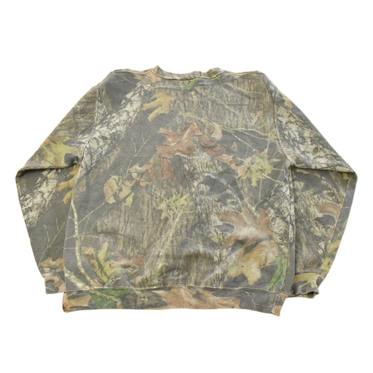 Vintage 1990s Mossy Oak Break Up Tree Camo Crewneck Sweatshirt Men's M