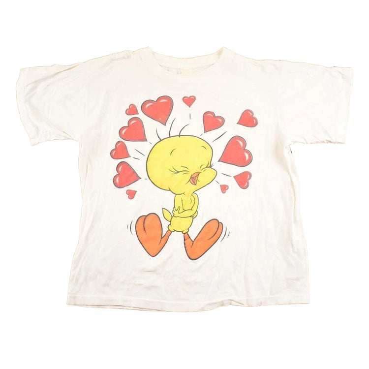 Vintage 1990s Looney Tunes Tweety Bird Hearts T Shirt Women's L