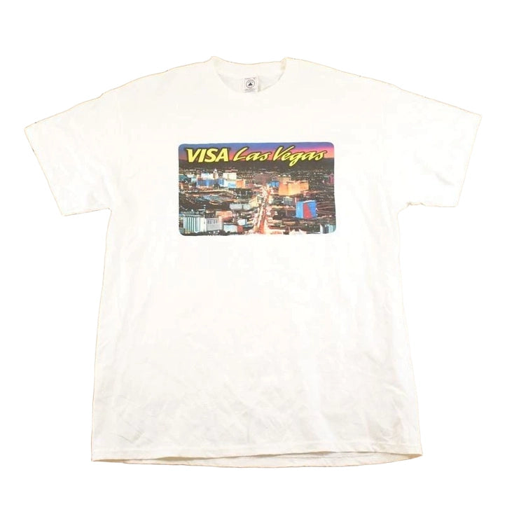 Vintage 1990's Las Vegas Nevada Visa Skyline Souvenir Travel T-Shirt Men's XL