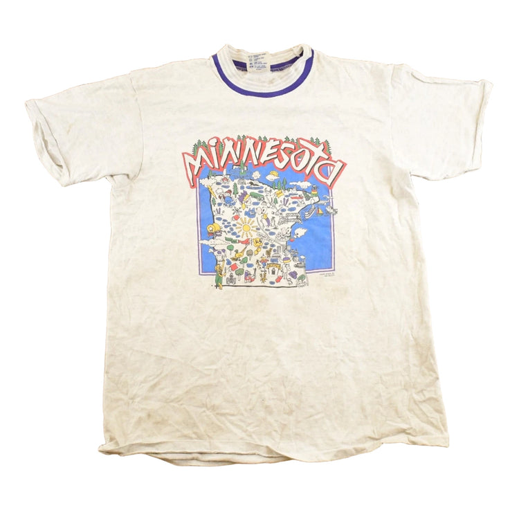 Vintage 1990's Minnesota Map LA Loving Souvenir Travel T-Shirt Mens M