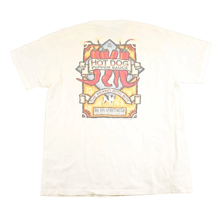 Vintage 1990's Big Dogs Hot Pepper Sauce Souvenir Travel T-Shirt Mens L