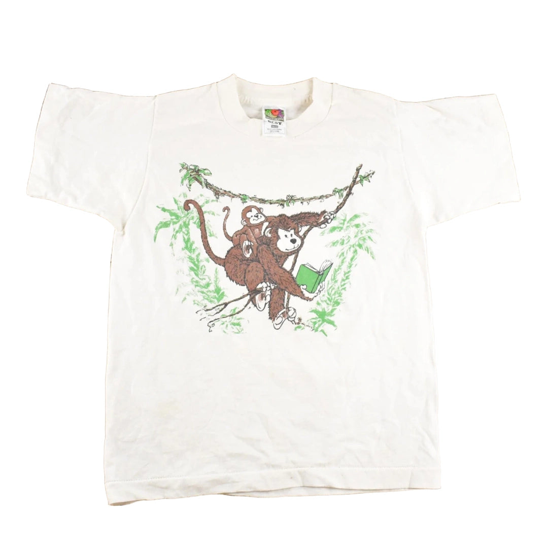 Vintage 1990's Reading Monkey Funny Cartoon Souvenir T-Shirt Youth L Men's Large