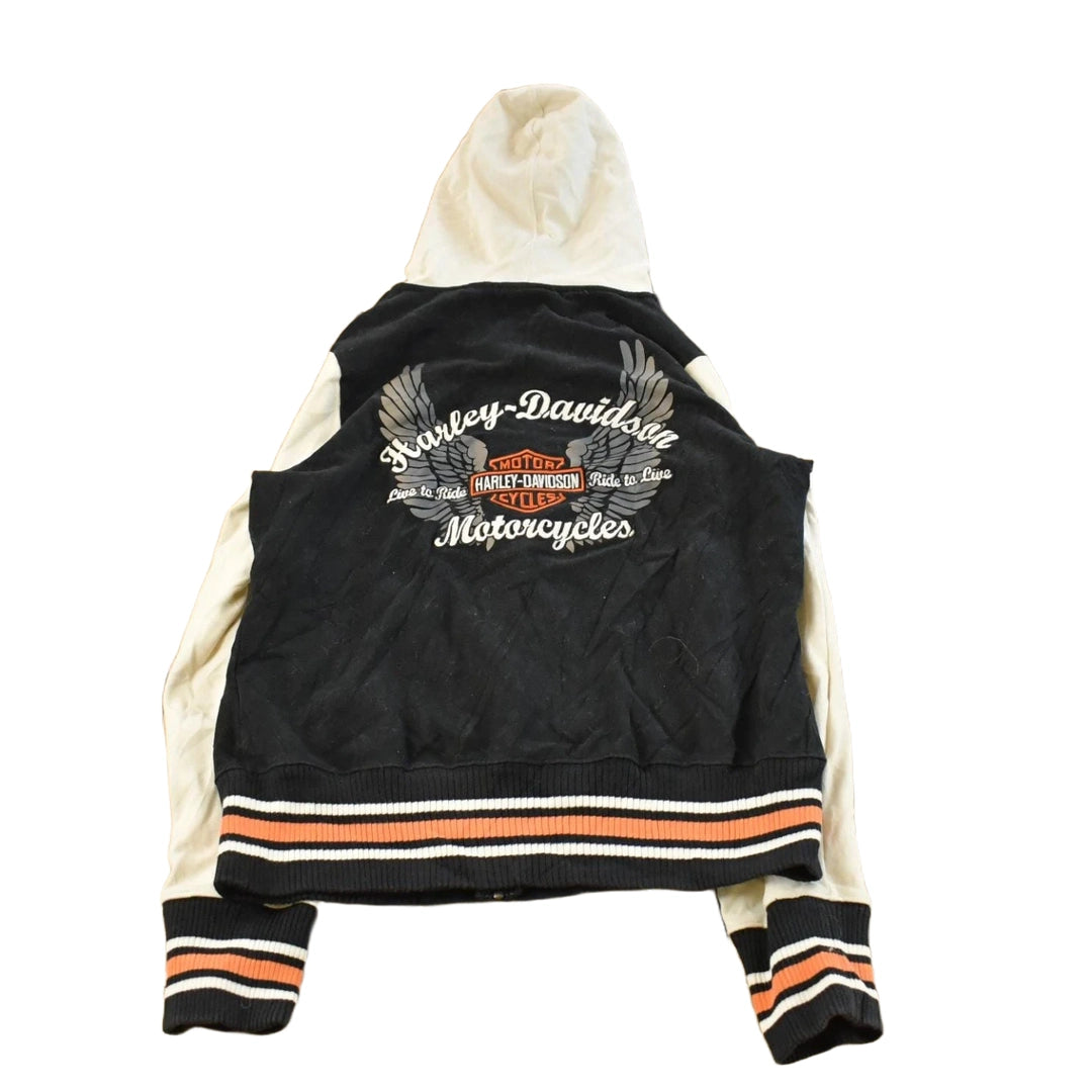 Vintage 2000s Harley Davidson Embroidered Full Zip Hoodie Sweatshirt Women's Medium